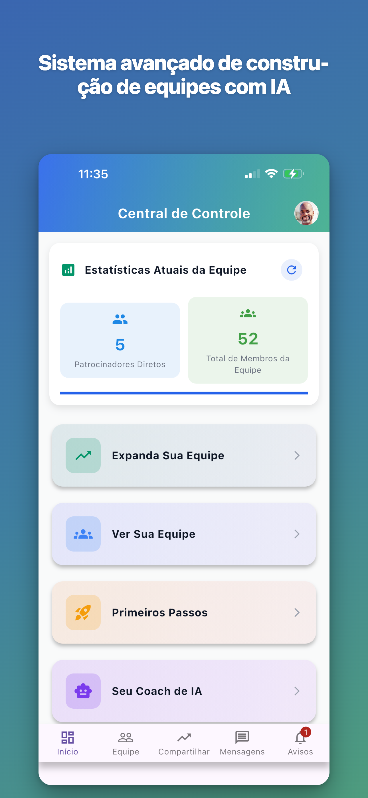 Sistema avançado de construção de equipes com IA