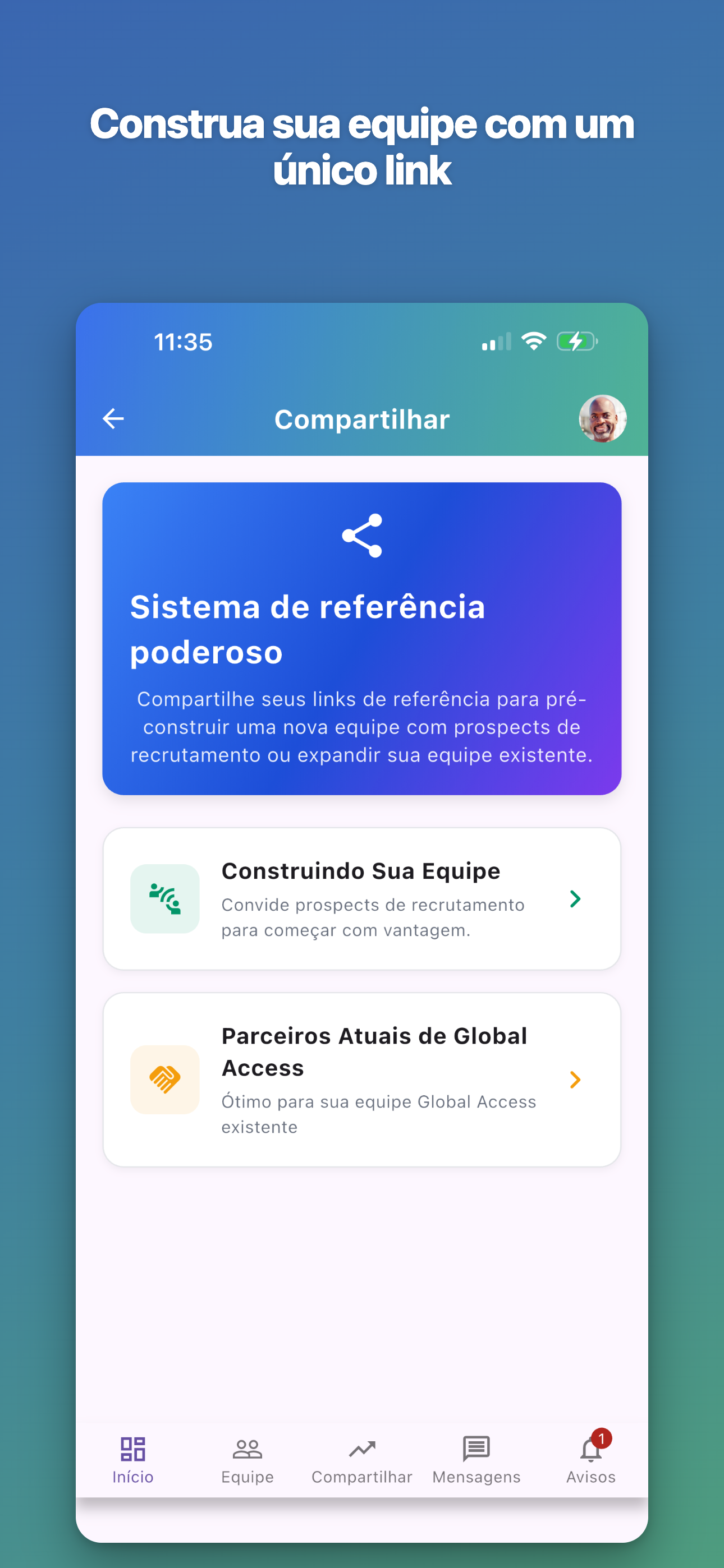 Construa sua equipe com um único link