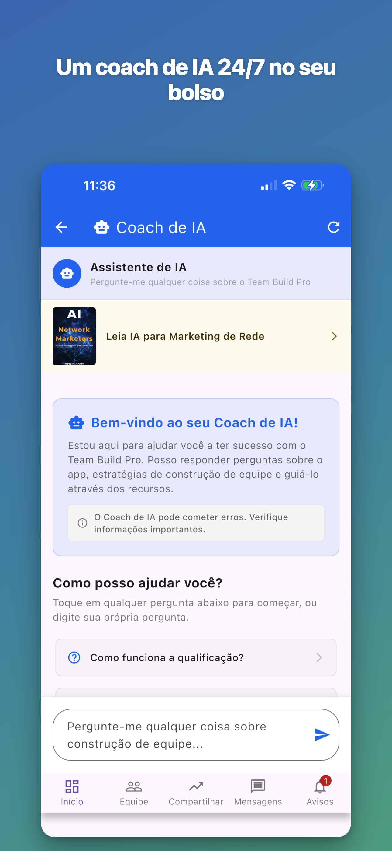 Um coach de IA 24/7 no seu bolso
